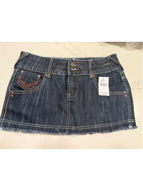NEW DBL Denim 2 Button Flap Mini Skirt 7/8